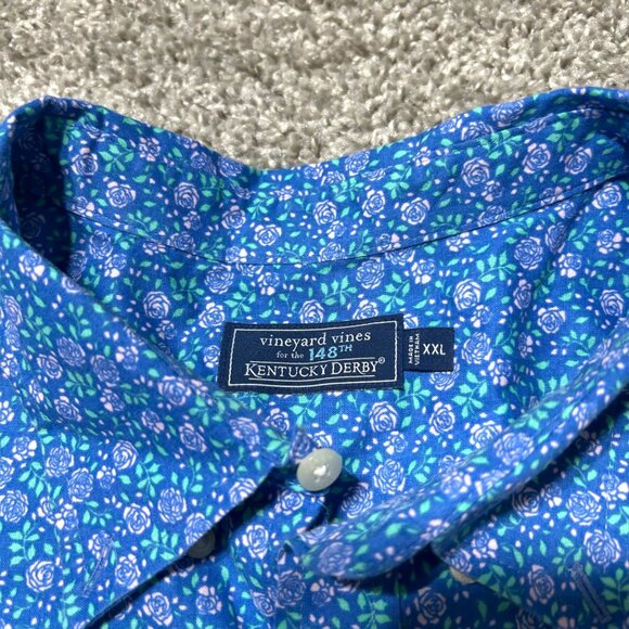 Vineyard Vines Men's Sz XXL Kentucky Derby Floral Button-Down Shirt Short Sleeve - Picture 4 of 8